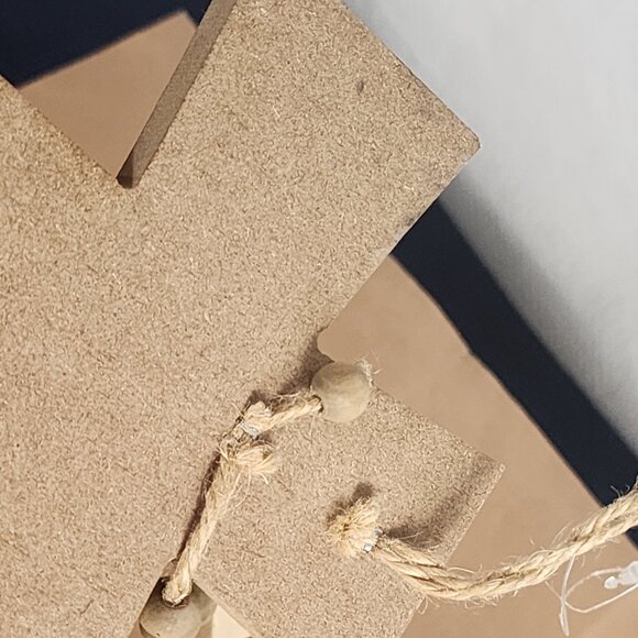 Rustic Whitewash Embossed Particle Board Beaded Faux Wood Love Sign on 8" Cross - Picture 15 of 16